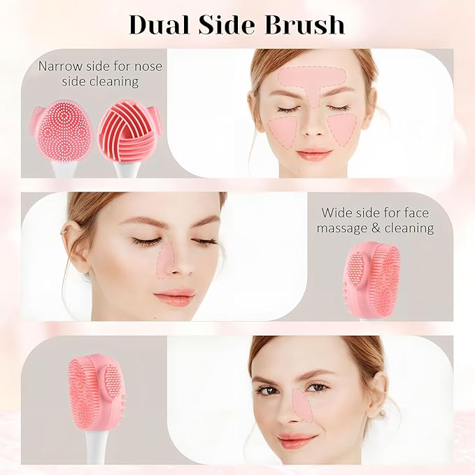 Facial Cleansing Brush,3 in 1 Silicone Face Mask Brush, Face Scrubber for Exfoliating,Deep Pore Cleansing,DIY Mask