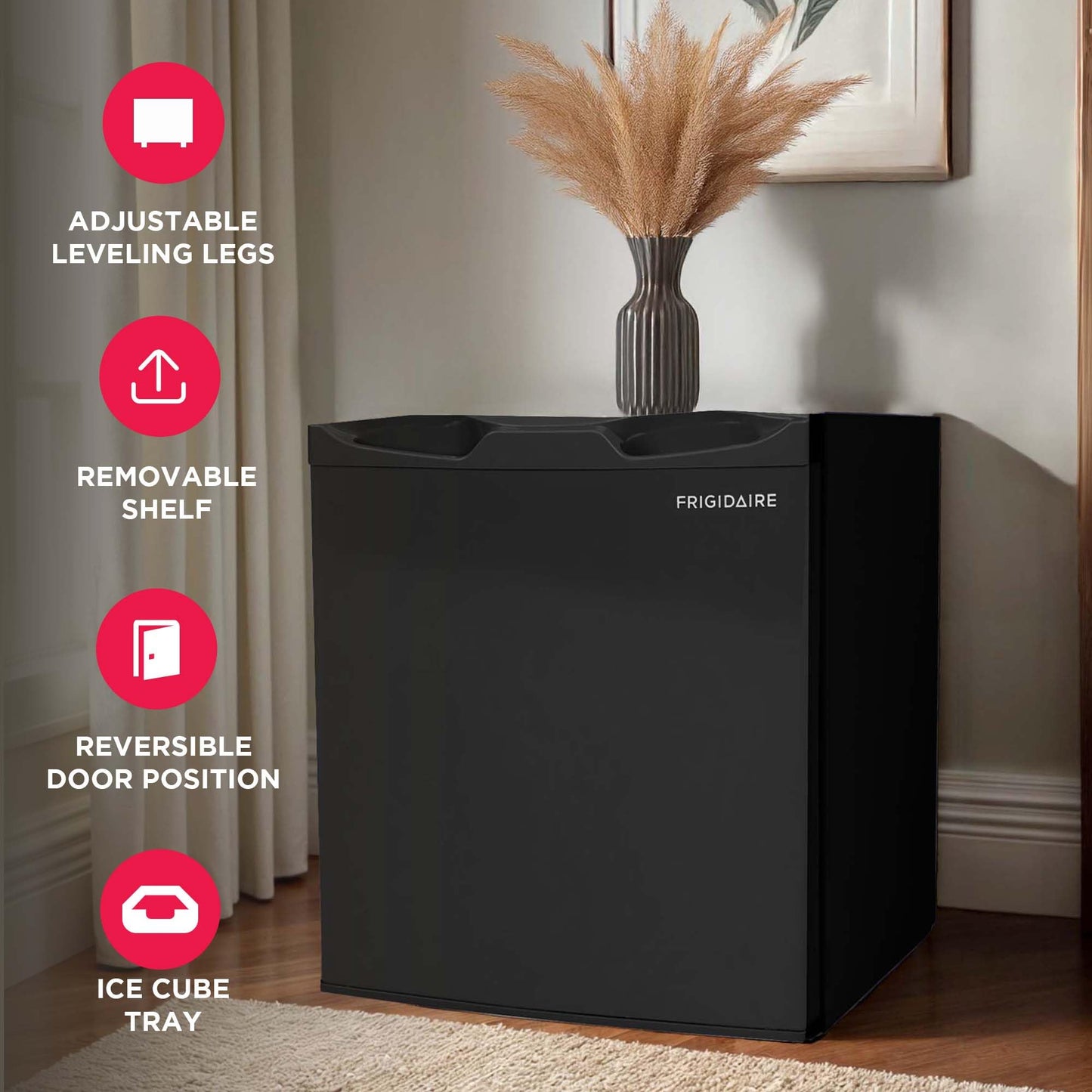 Frigidaire EFR115 Mini Refrigerator - Energy Saving - CFC Free - Slide Out Shelves - Ideal for for Dorm, Office, RV, Garage, Apartment - 1.6 Cubic Feet, Black