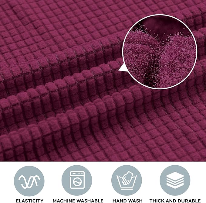 LURKA Stretch Oversized Sofa Slipcovers 1 Piece Couch Covers for 3 Cushion Couch Sofa Furniture Protector Full Sofa Covers with Elastic Bottom for Kids and Pet (X-Large, Wine)