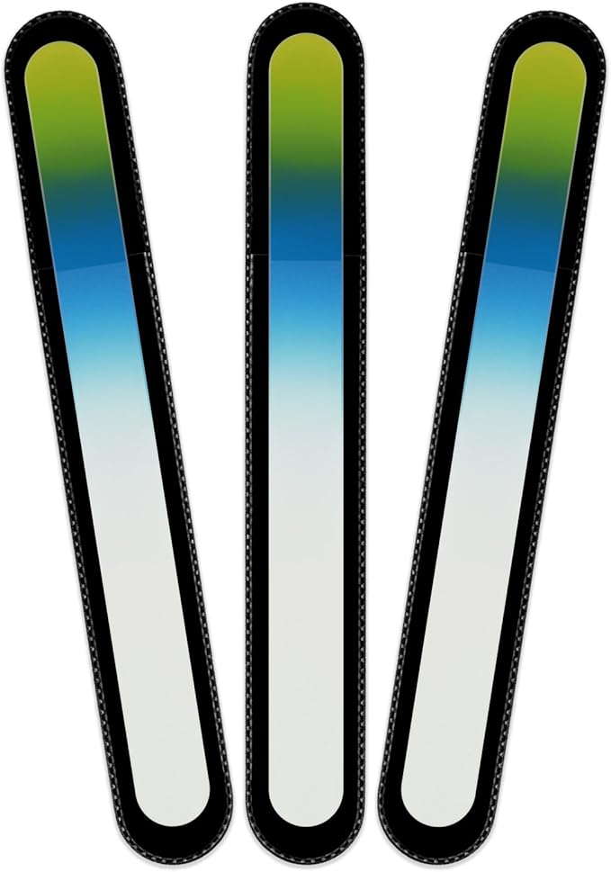 Mont Bleu Rainbow Crystal Nail File in Black Pouch - Large/Professional Size - Czech Tempered Glass - Handmade in Bohemia (Czech Republic)