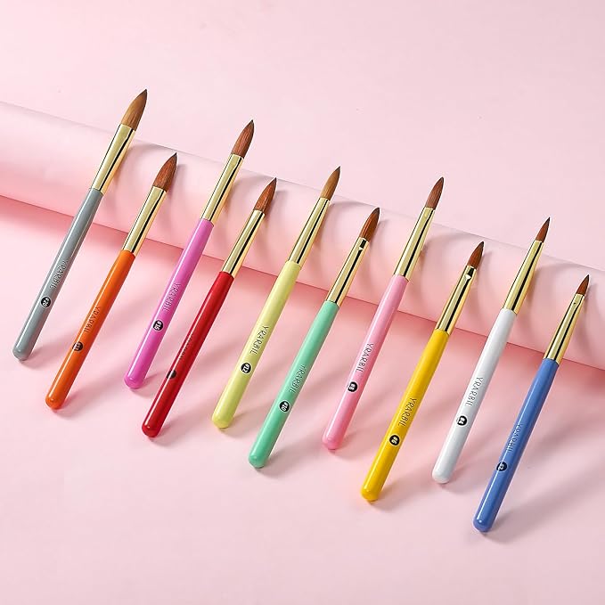 Acrylic Nail Brush Set, 10PCS Professional Nail Art Brushes for Acrylic Powder Applications, 3D Carving, Nail Art Extension for DIY Home Salon Tools