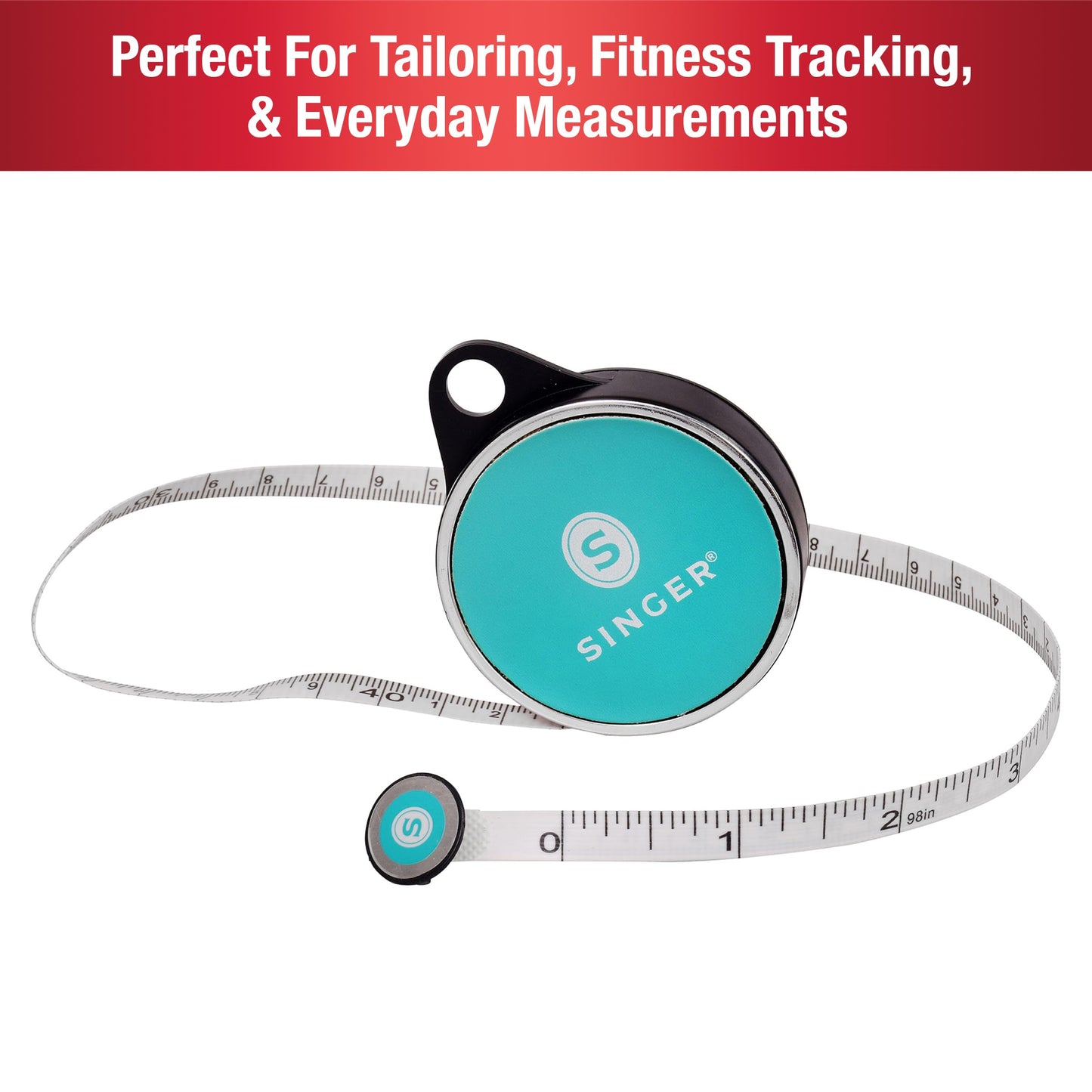Singer ProSeries Retractable Tape Measure, 96",Teal (2)