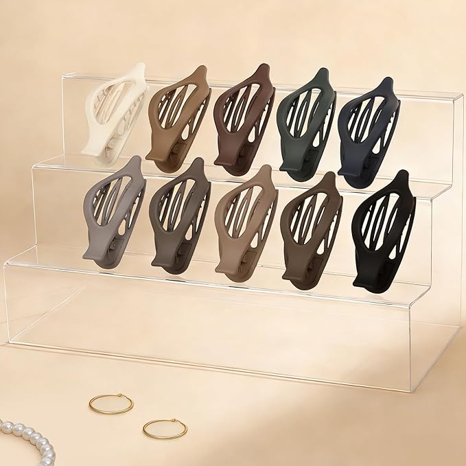 10 Pcs Flat Hair Clips for Women French Concord Claw Clips for Thick and Thin Hair Claw Clips Duck Billed Barrettes Hair Accessories for Women and Girls (Brown Dark Colorful)
