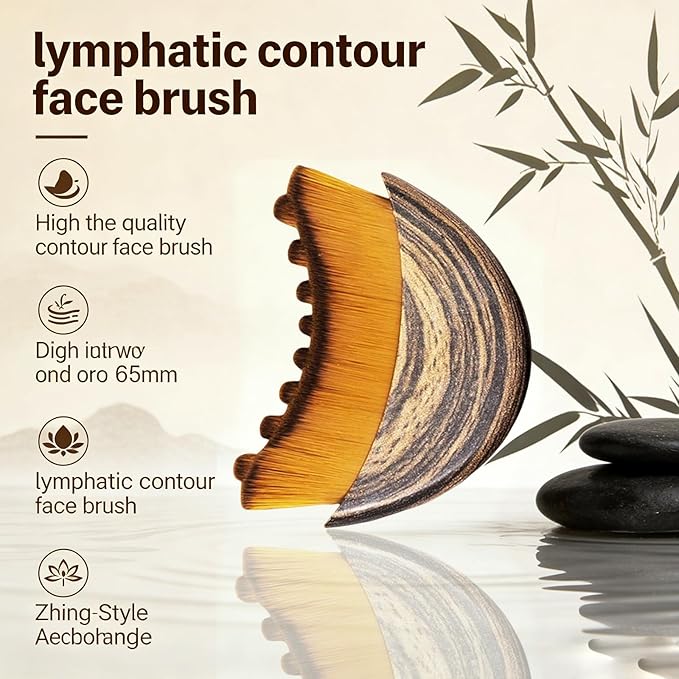 Lymphatic Contour Face Brush, 2 Pack Lymphatic Drainage Brush - Facial Dry Brush for Depuffing & Skin Glow - Premium Face Sculpting Tool & Gua Sha for Jawline, Neck Lifting & Manual Massage