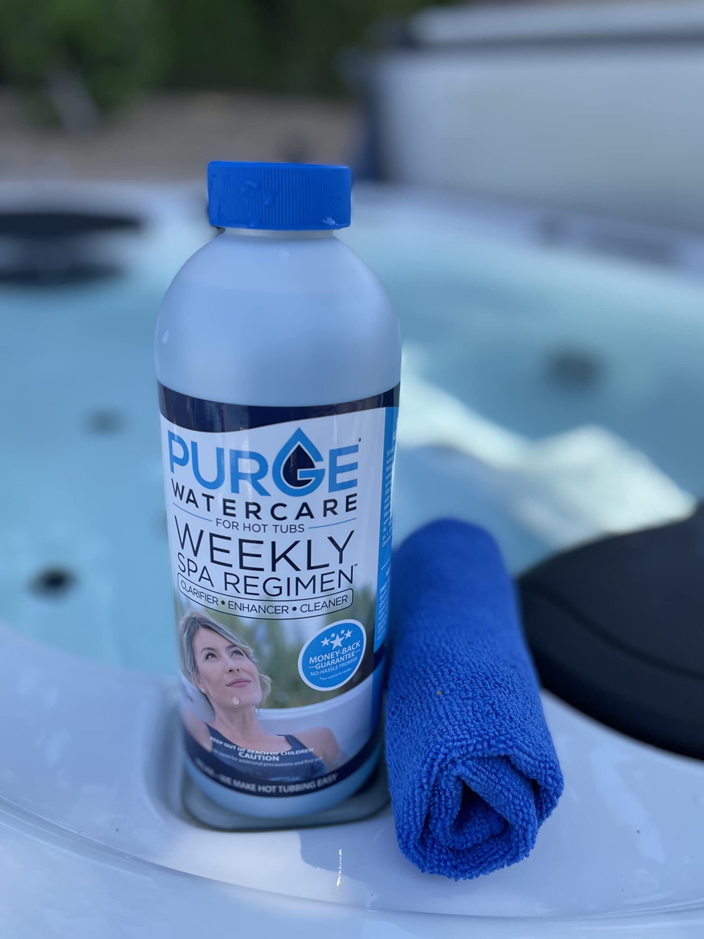 Purge Watercare 3in1 Weekly Hot Tub Cleaner & Cold Plunge Water Treatment - Cleaner, Clarifier, Enhancer - Standard & Inflatable Spa & Cold Plunge - Spa Chemicals Fresh Clean Water - Made in USA 32oz