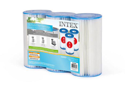 INTEX 29003E Type A Pool Filter Cartridge: For INTEX Filter Pumps – Easy-To-Clean – Dacron Paper – Efficient Filtration – Three Pack