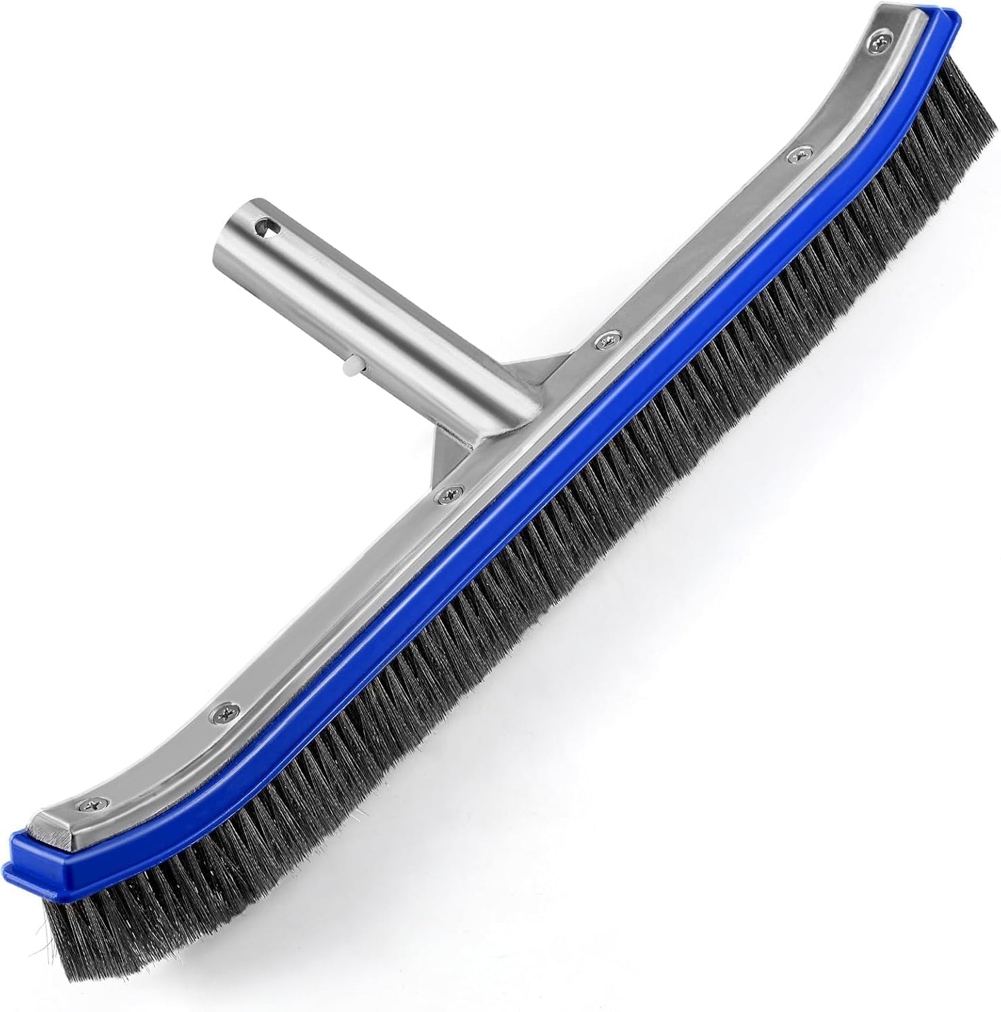Pool Brush Head | 18" Heavy Duty Floor Brush | Stainless Steel Brush | Metal Pool Scrubber Brush | Wire Bristles & Aluminium Back for Sweep Calcium Buildup, Rust Stains on Concrete
