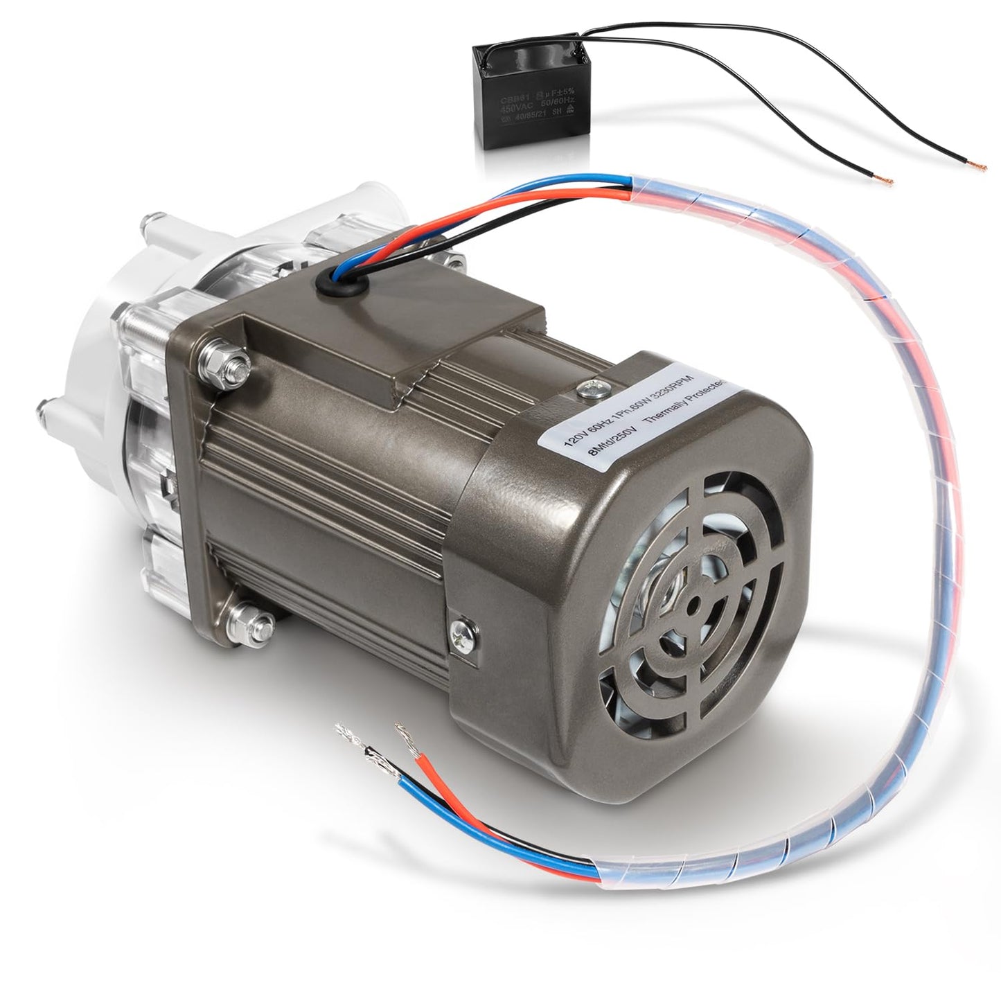 S-0730 Water Pump for Hoshizaki, Ice Machine Motor Assembly with Mounting Plate, 14-Inch Cable, and Factory Plug, #M91X60S201S