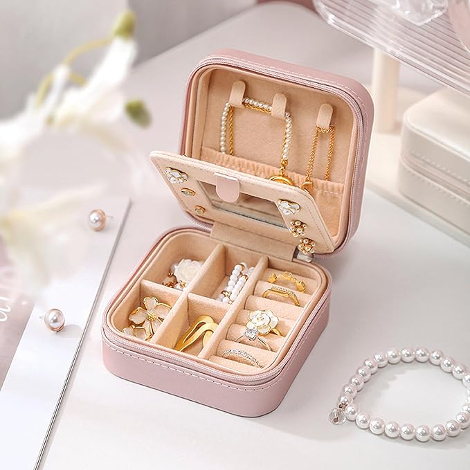 MODENGKONGJIAN Travel Jewelry Case for Women Fashion, Ring Necklace Earring Jewelry Holder Organizer Box, Small Portable Jewellery Storage, Christmas Gifts Initial X