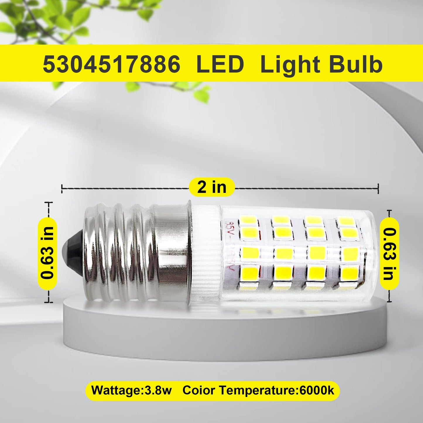 SigeIy 5304517886 KEI D28a KEL2811 LED Bulb*2 E17 3.8W Compatible with Frigidaire Kenmore Electrolux Crosley 100V-265V Freezer Lamp Replace 5304498578 7297114000 7241552801 5304495326