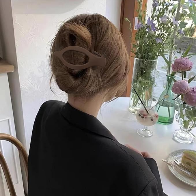 Flat Hair Clips for Women Lay Flat Hair Claw Clips for Thin Thick Hair 3Pcs French Concord Large Hair Clips Matte Neutral Jaw Clips Hair Clamps Accessories Brown Black