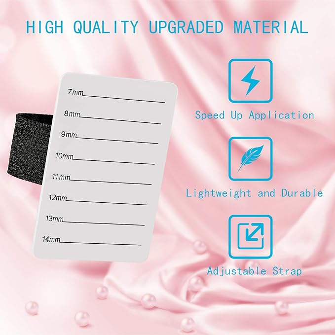 Patelai 4 Pieces Lash Holder Eyelash Extension Hand Pallet Tray Tools with Adjustable Wrist Strap Adjustable Lash Tray Strip Palette One Size Fits Most Eyelash Extension Holder(7-14 mm,White)