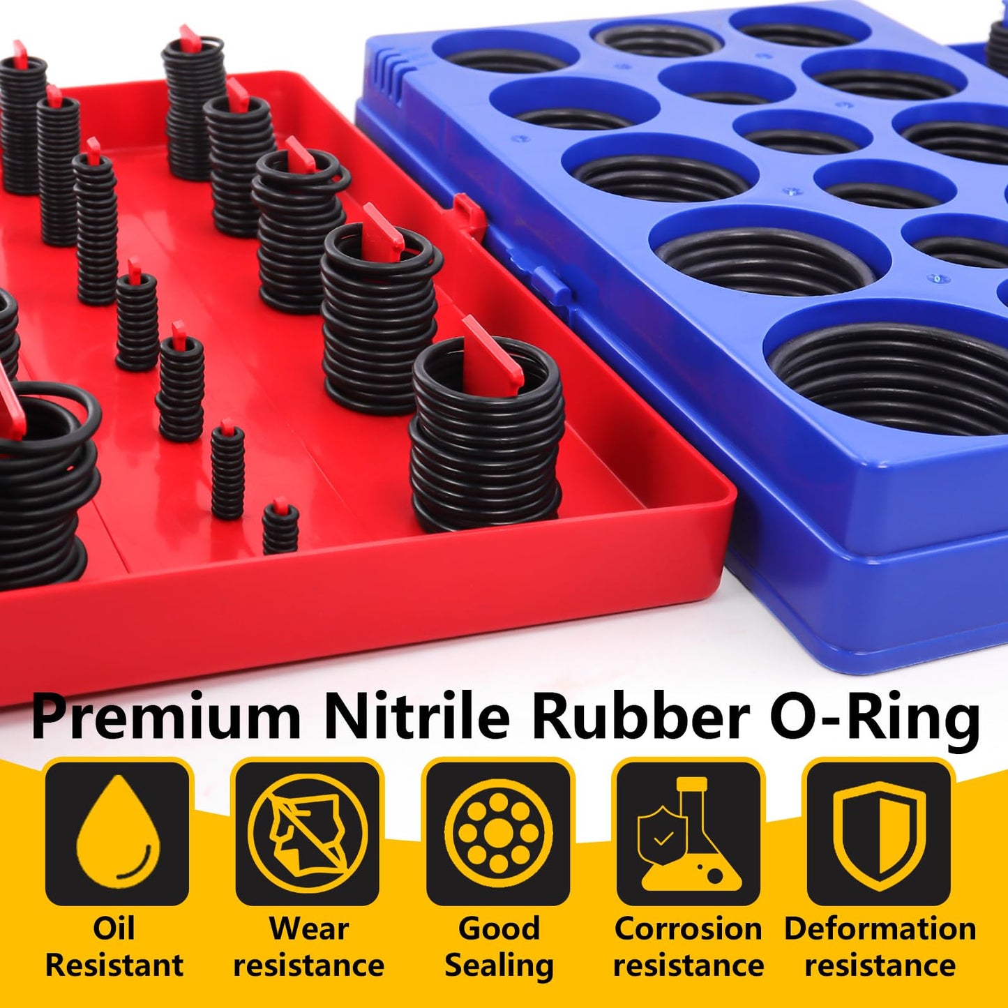 NBRINGO 826 Pcs Universal O-Ring Kit - Metric & SAE Standard 70A Durometer O Ring Assortment Kit for Auto Engines, Hydraulic Systems, Faucet Plumbing, Car Cylinder with 4 Pick Tools
