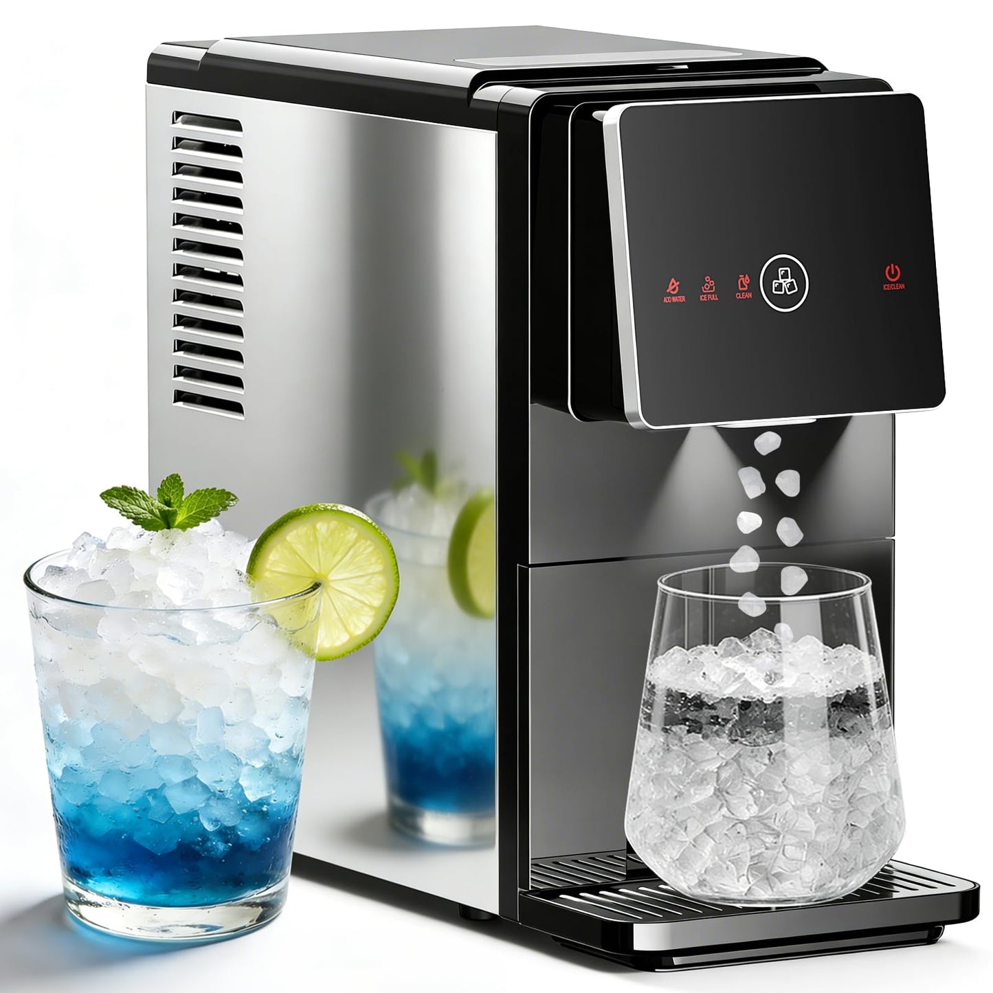 Antarctic Star Countertop Nugget Ice Maker, Self-Cleaning Portable Ice Machine, 33 lb/24H, 1.8L Water Tank, 1.5 lb Ice Storage, Touch Screen & Auto Ice Drop, for Home/Office/Kitchen