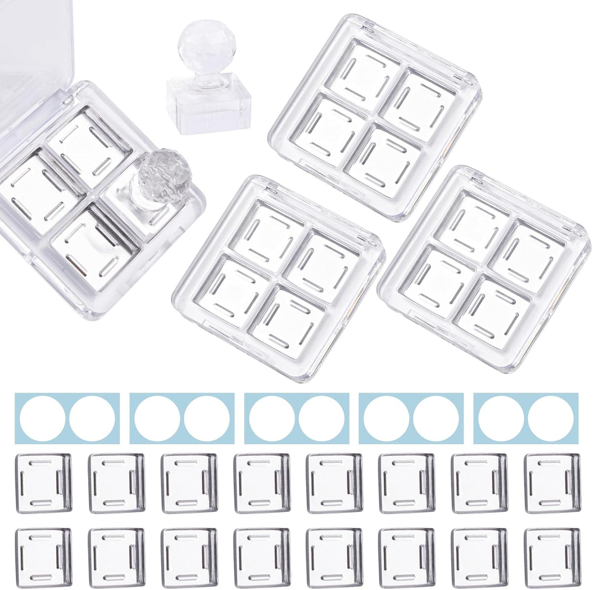 Framendino, 4 Sets Acrylic Empty Eye Shadow Pallet 4 Grids Eye Shadow Storage Case with Acrylic Seal for DIY Craft