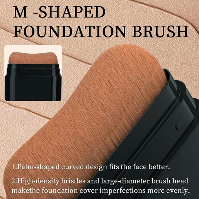 Foundation Stick, 2 in 1 Dual-Ended Long-Lasting Concealer Korean Foundation Contour Stick, Waterproof Contouring foundation with Brush, Full Coverage Matte Finish for Face Makeup(01#IVORY)