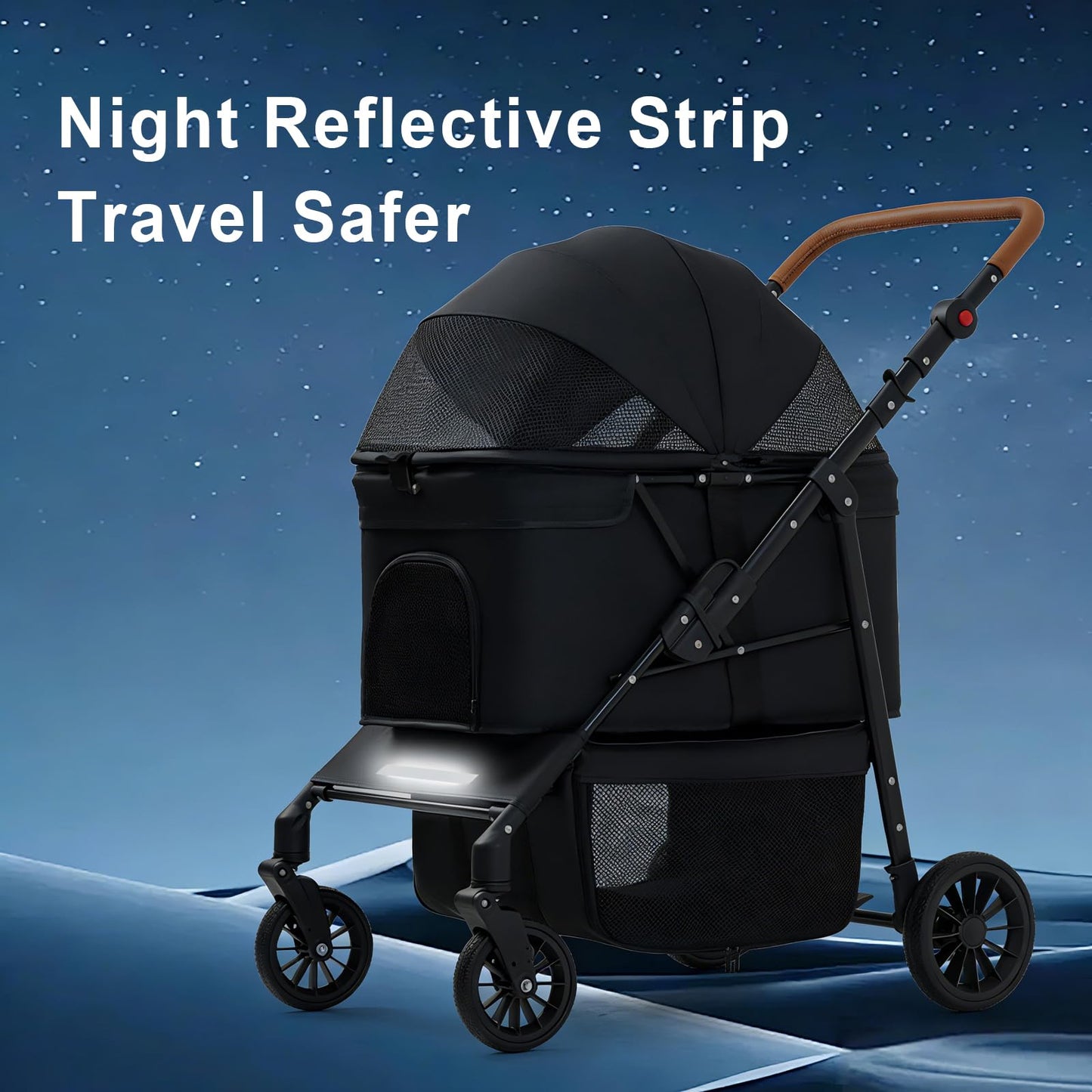 AAApex Atelier Medium Pet Stroller for Small & Medium Dogs, Double Dog Stroller for 2 Dogs, 80 Lbs Capacity Lightweight Integrated Design, Easy Setup Durable Pet Cart with Safe & Comfort Travel
