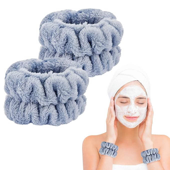 2 Pcs Wrist Bands for Washing Face-Dorbetar, Microfiber Wrist Towels for Washing Face, Spa Wristbands for Washing Face, Face Wash Wristbands, Arm Bands for Washing Face for Woman and Children
