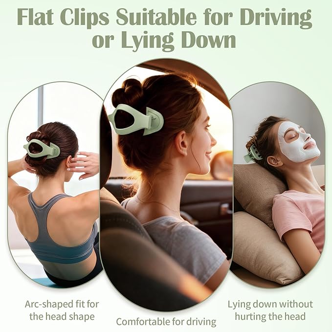 5.5 Inches Extra Large Flat Hair Clips for Women, 4 Pack XL Big Claw Clips for Thick Hair, Oversized Matte Strong Hold Non-slip Flat Claws, Green