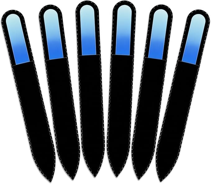 Mont Bleu Rainbow Crystal Nail File in Black Pouch - Czech Tempered Glass - Handmade in Bohemia (Czech Republic)