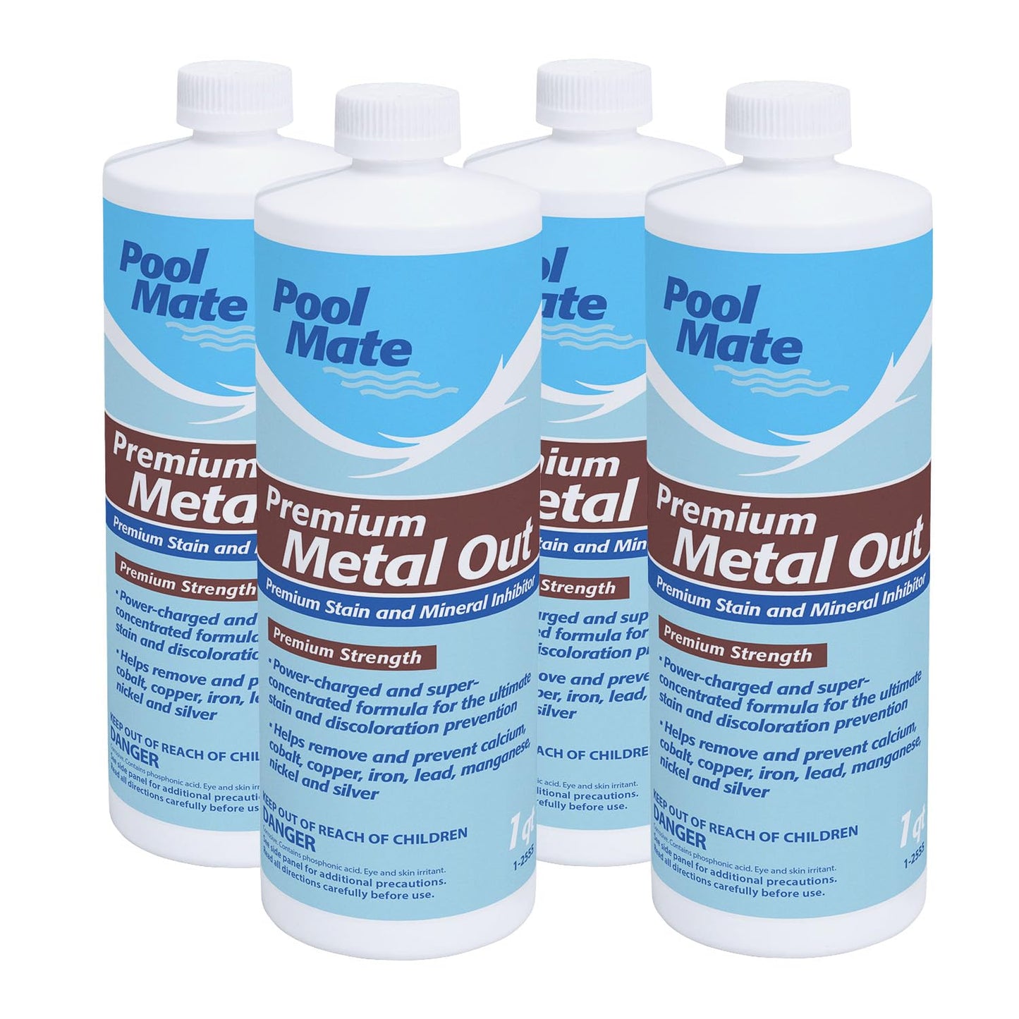Pool Mate 1-Quart 4-Pack Premium Metal Out Stain and Mineral Inhibitor, Pool Metal Remover, Stain Remover, Made in USA