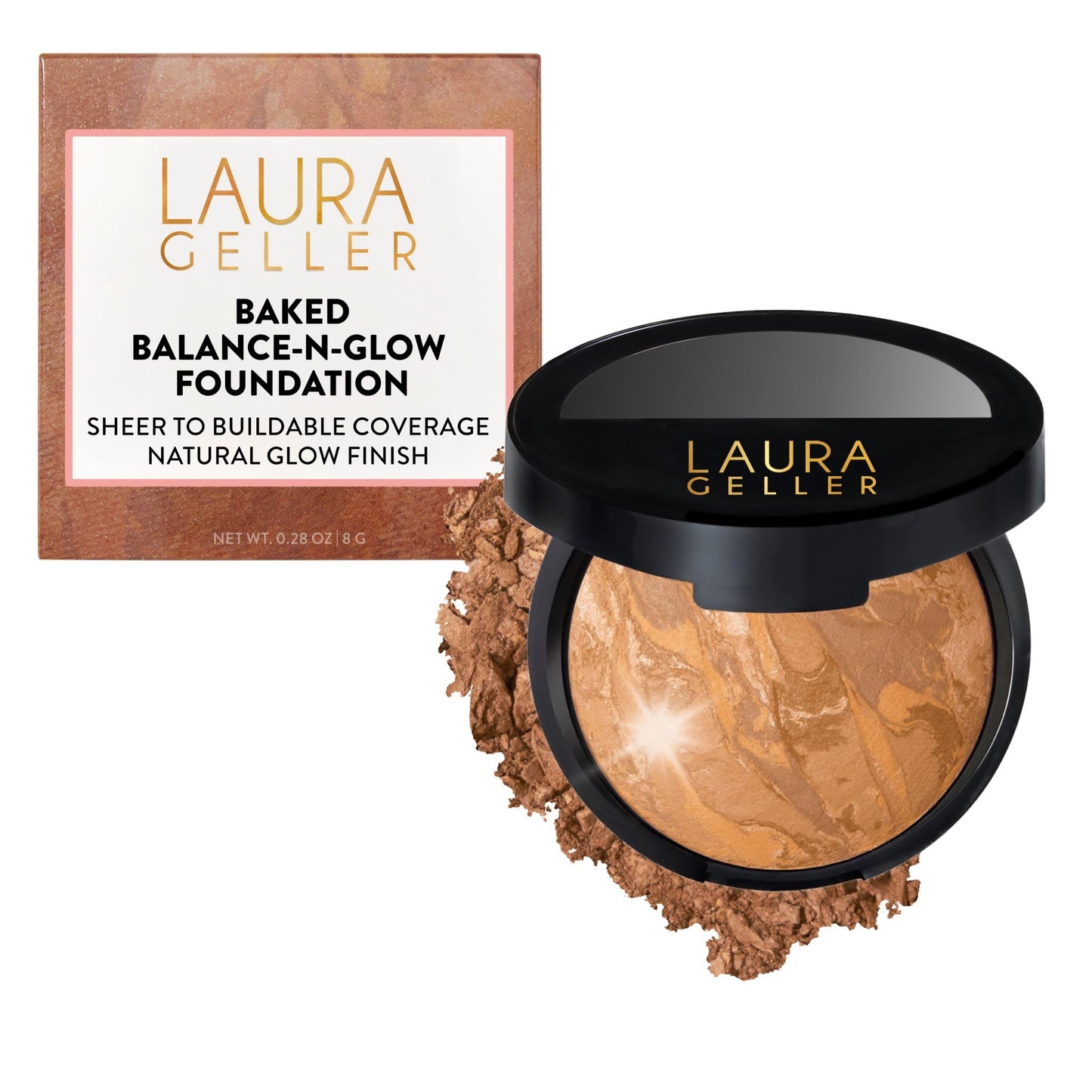 LAURA GELLER NEW YORK Baked Balance-N-Glow Illuminating Foundation - Sand - Buildable Sheer to Light Coverage - Satin Finish