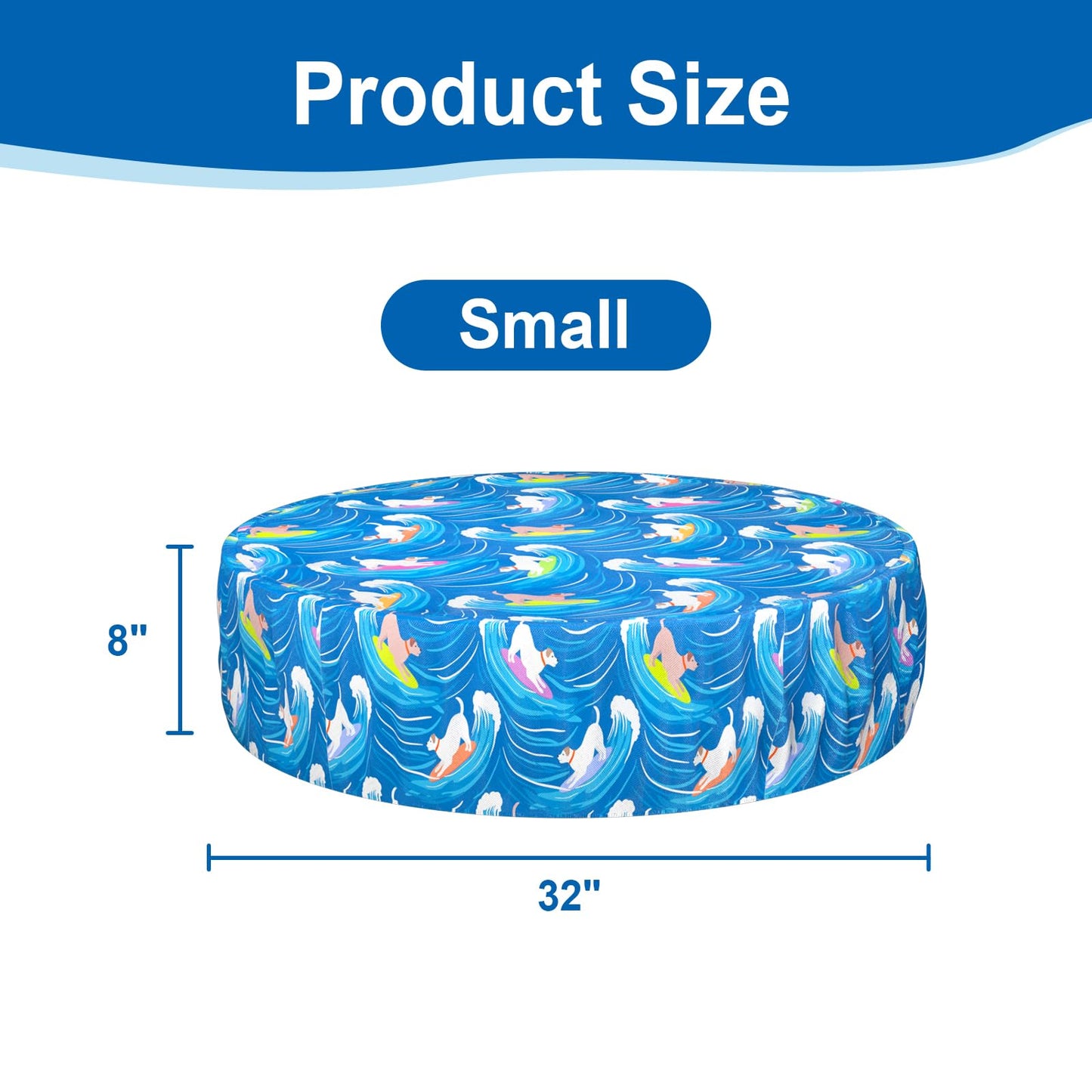 Ladadee Foldable Round Dog Swimming Pool Cover, for 32 "/63“/48” Collapsible Outdoor Tub, PVC Coating Waterproof and UV Protection, Leakproof Washable Kiddie Pet Small Paddling Bath Accessories