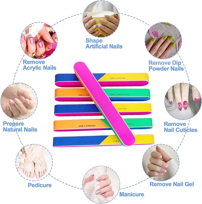7 Way Nail Buffer (6 Pcs), Nail Buffers Blocks for Natural Nails Shine Smoother Buffing Block for Shinning Fingernail Emery Board Buffing Blocks (6 Pcs Shine Buffer 7 Way)