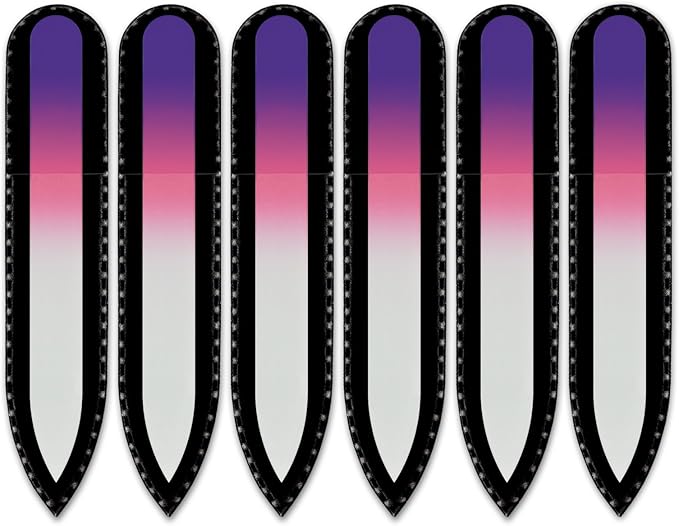 Mont Bleu Rainbow Crystal Nail File in Black Pouch - Small/Purse Size - Czech Tempered Glass - Handmade in Bohemia (Czech Republic)