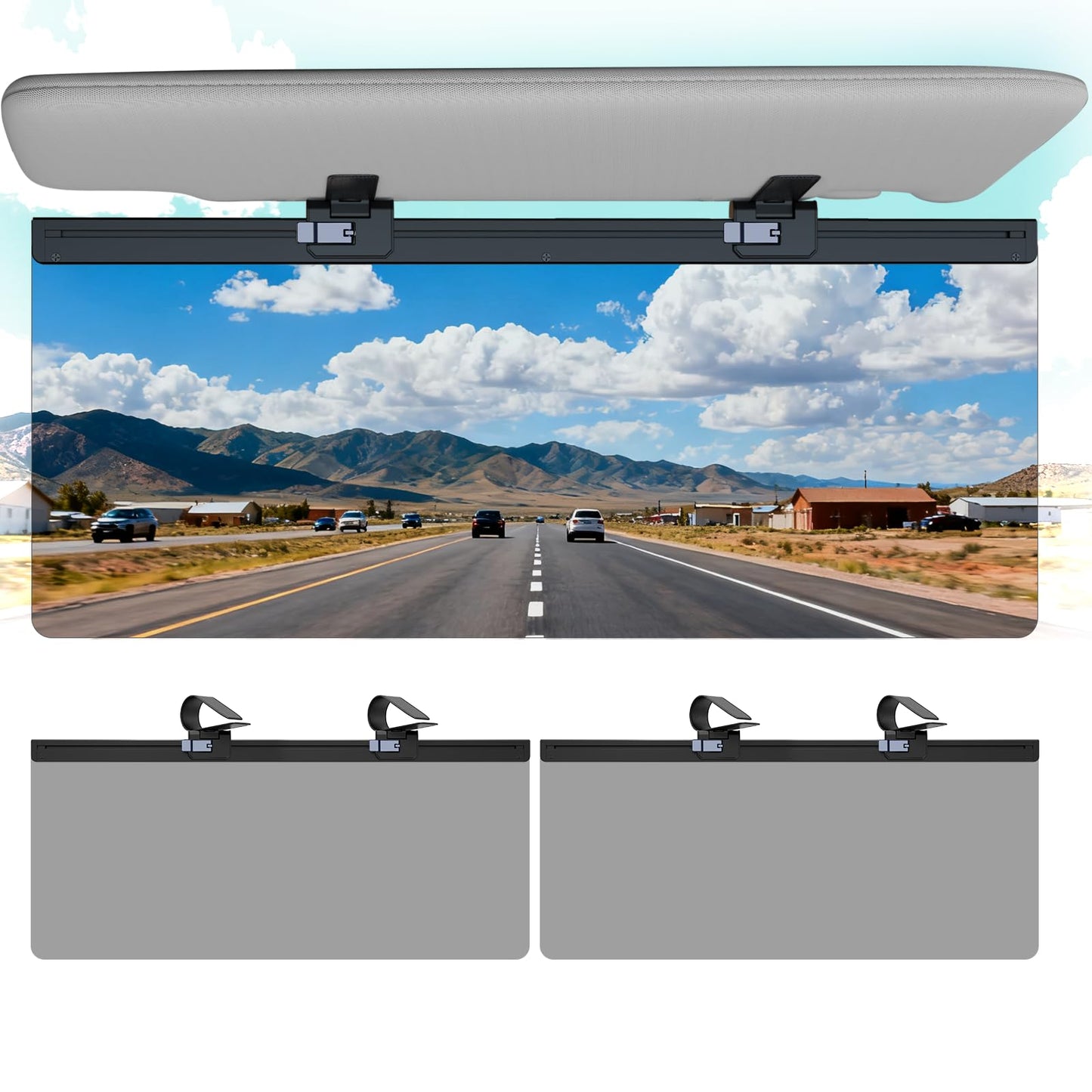 Sun Visor Extender for Car, Visor Extender Attachment for Car, Adjustable Visor Extender Sun Blocker UV400, Polarized Sun Visor Extender, Anti-Glare, UV Protector (2 Pack, Large)