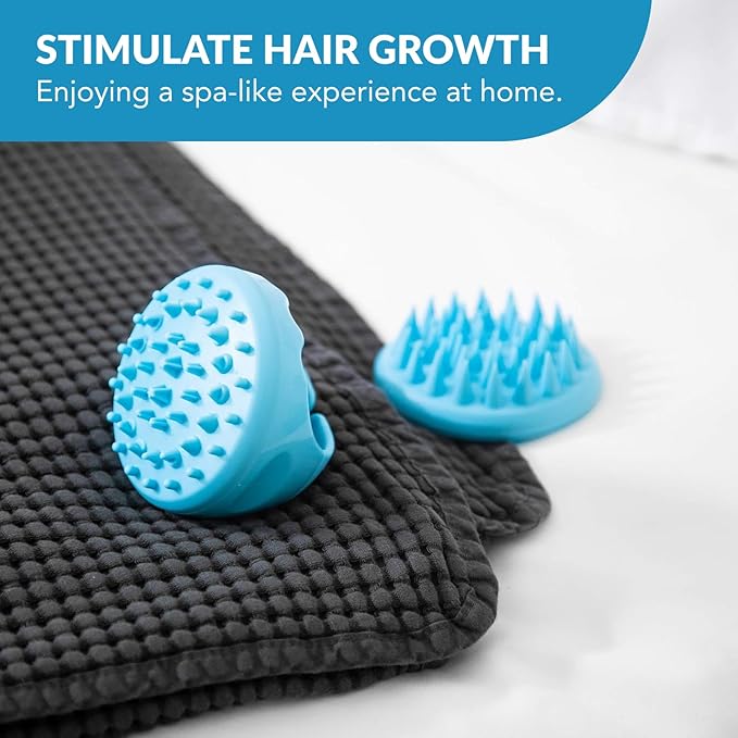 Hair Scalp Massager and Shampoo Brush for Shower Dandruff Removal - Wet and Dry - Encourages Growth - Includes 2 Massage Removal Heads