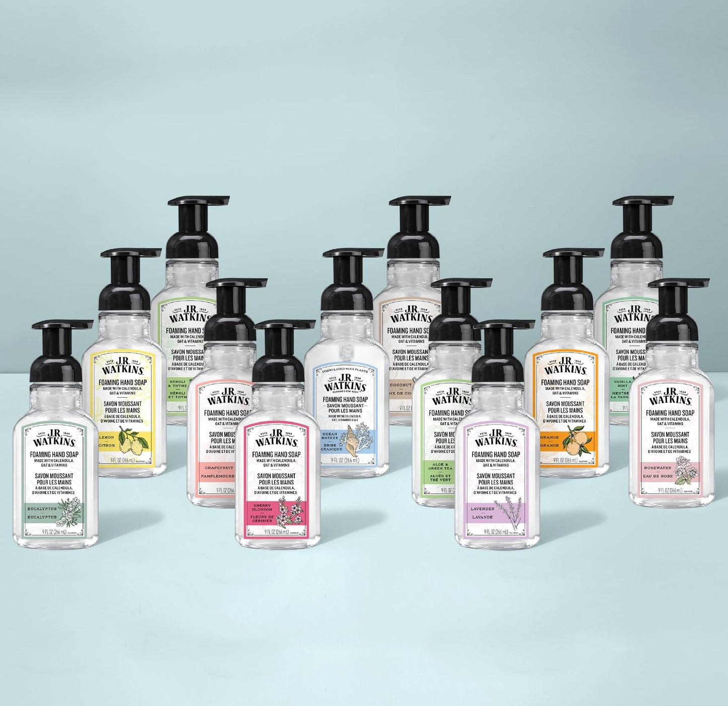 J.R. Watkins Foaming Hand Soap Refill, Moisturizing Foam Hand Wash, Formulated with Plant-Based Cleansers, Alcohol-Free, Cruelty-Free, Ocean Breeze, 28 fl oz, 2 Pack