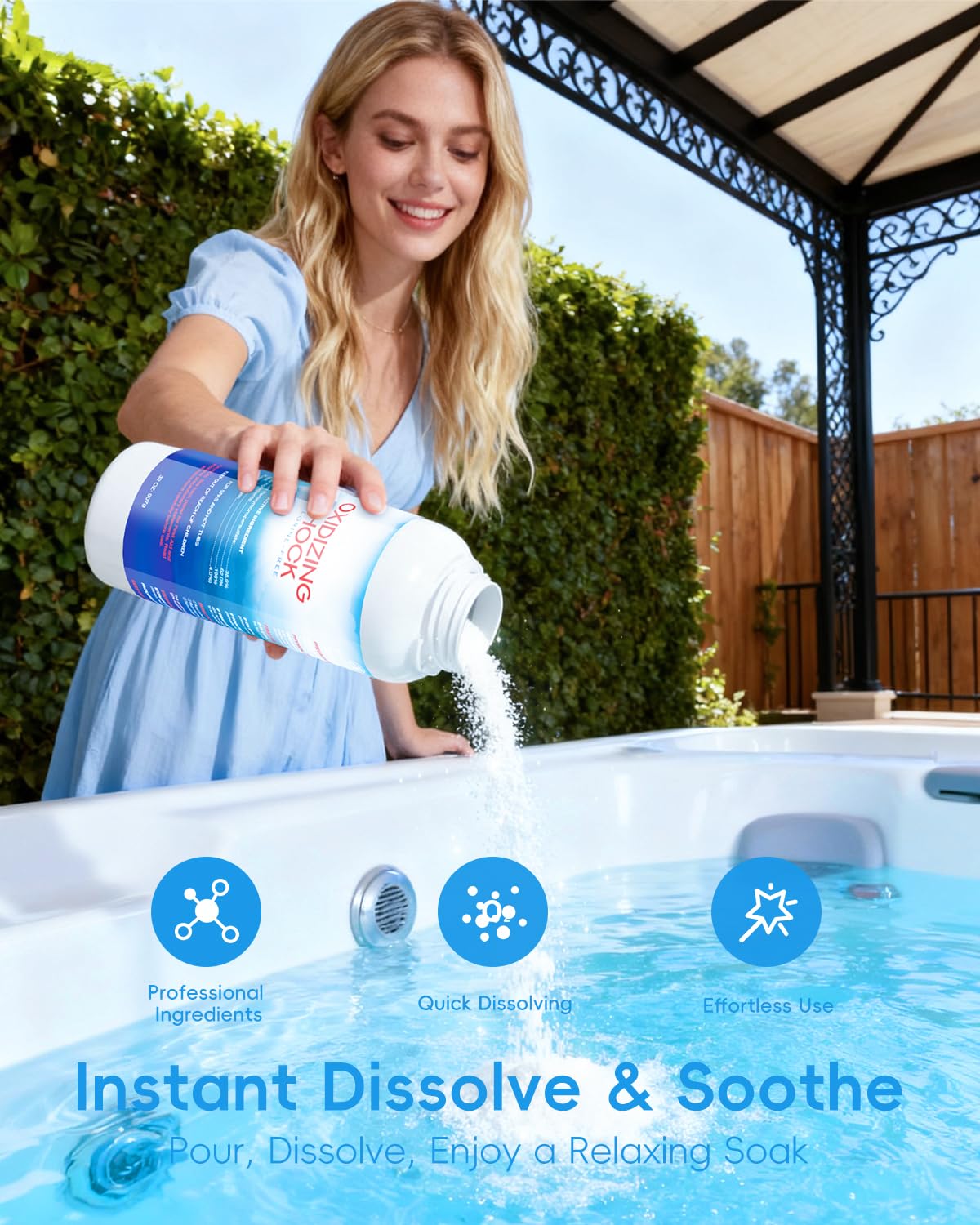 POOLHOUR 32 Oz Non-Chlorine Oxidizing Shock for Hot Tub, Oxidizer for Spas and Swimming Pools, Hot Tub Shock, 2 Pack