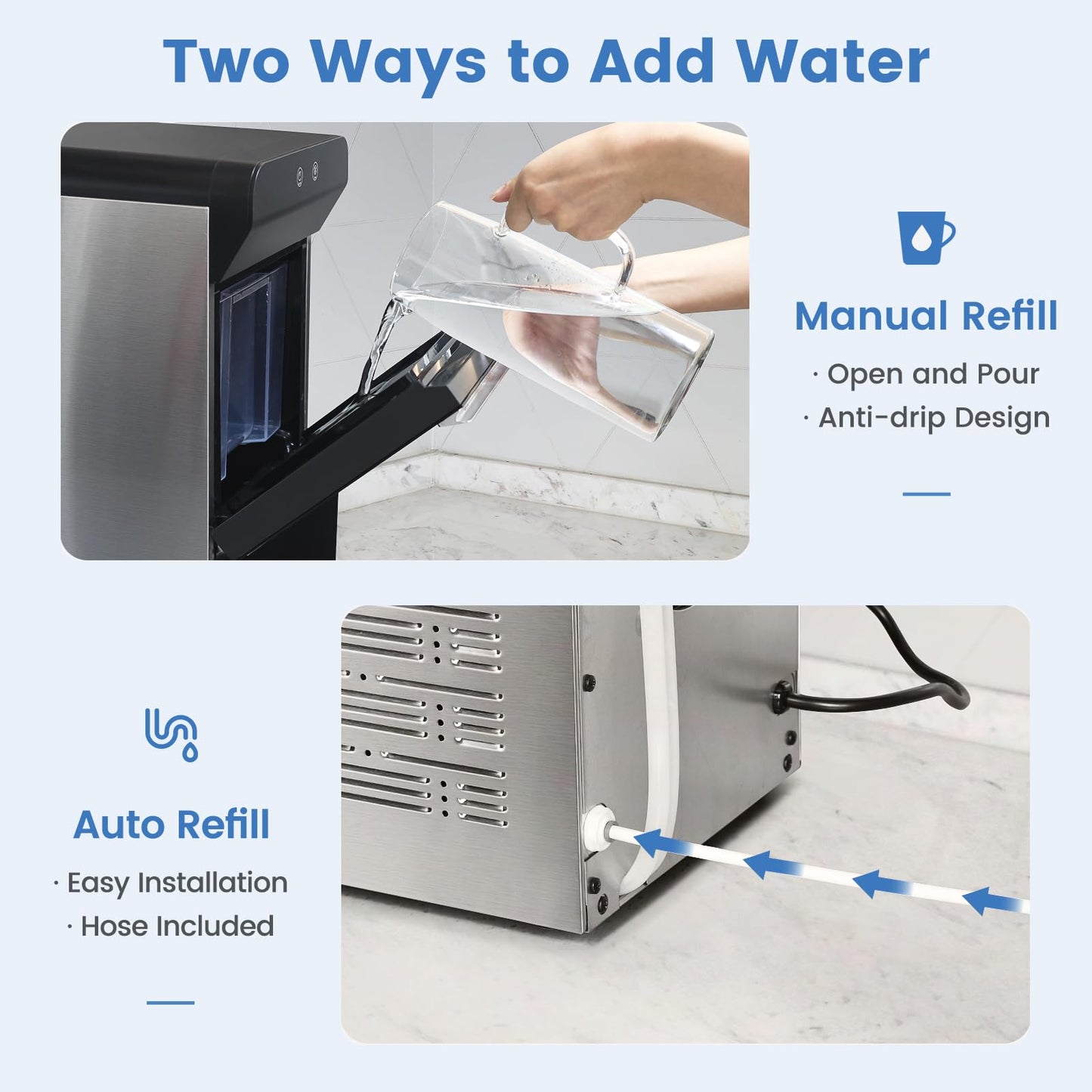 Gevi V2.0 Nugget Ice Maker, 38lbs/24H Countertop Pellet Ice Machine with Self-Cleaning, Energy-Efficient, Chewable Pebble Ice Maker for Home Kitchen, Office, Great Gift