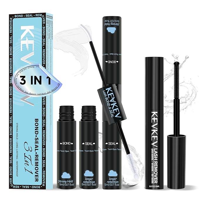 Lash Cluster Glue Lash Remover For Lash Extensions 3 In 1 Kit Strong Hold Clear Bond and Seal Lash Glue Gentle Quick Removal Lash Cluster Remover DIY Lash Extension At Home,Easy to Use(10ml+5ml)