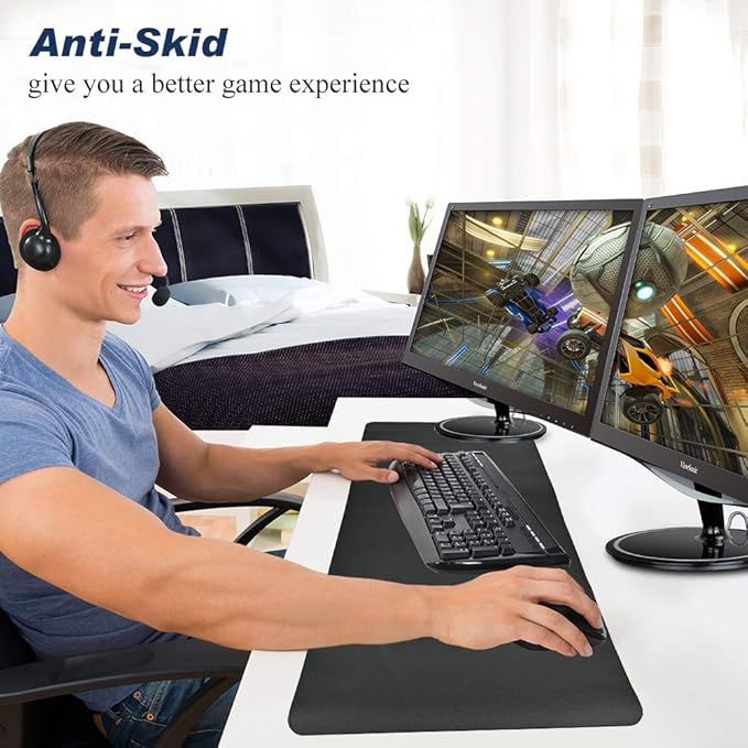 Desk Pad for Office Home 31" x 13",PU Leather Waterproof Large Desk Writing Mat Organizer,Multifunctional Ultra Thin Dual Use Desk Blotters Mouse Pad Protector ?€? (Black)
