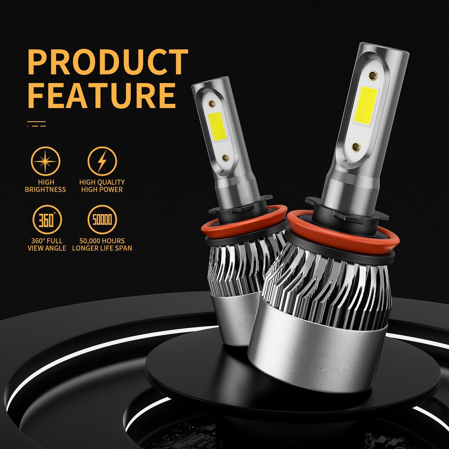 WISONDAP 𝖧𝟪 𝖧𝟣𝟨 𝖧𝟣𝟣 LED Fog Light Bulb 6500K Cool White 60000LM 900% Brighter, 1:1 Beam Plug and Play IP68 Waterproof Off-Road Lights, Pack of 2