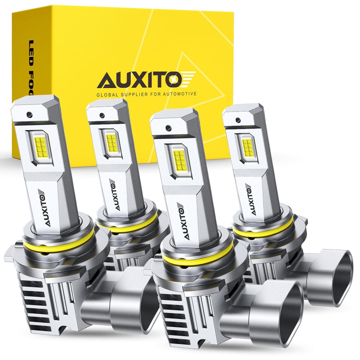 AUXITO 9005 9006 Light Bulb, 6500K Ultra White 10X Increased Brightness, Precision 1:1 Mini Design, Simple Plug Play Installation, Stable Illumination, 99% Vehicles Supported, Pack of 4