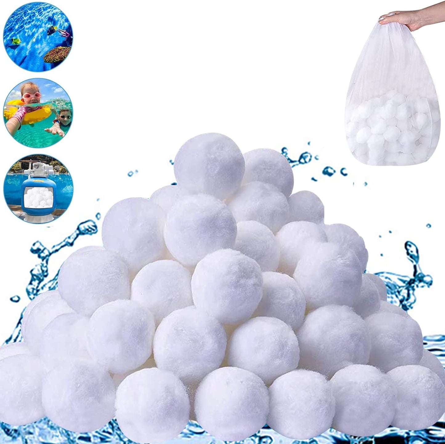 SETHVILL 1.54 lbs Pool Filter Balls for Sand Filter, Eco-Friendly Reusable Pool Fiber Filter Balls Replace Pool Filter Sand, Pool Filter Media Balls for Swimming Pool (Equals 50 lbs Pool Filter Sand)