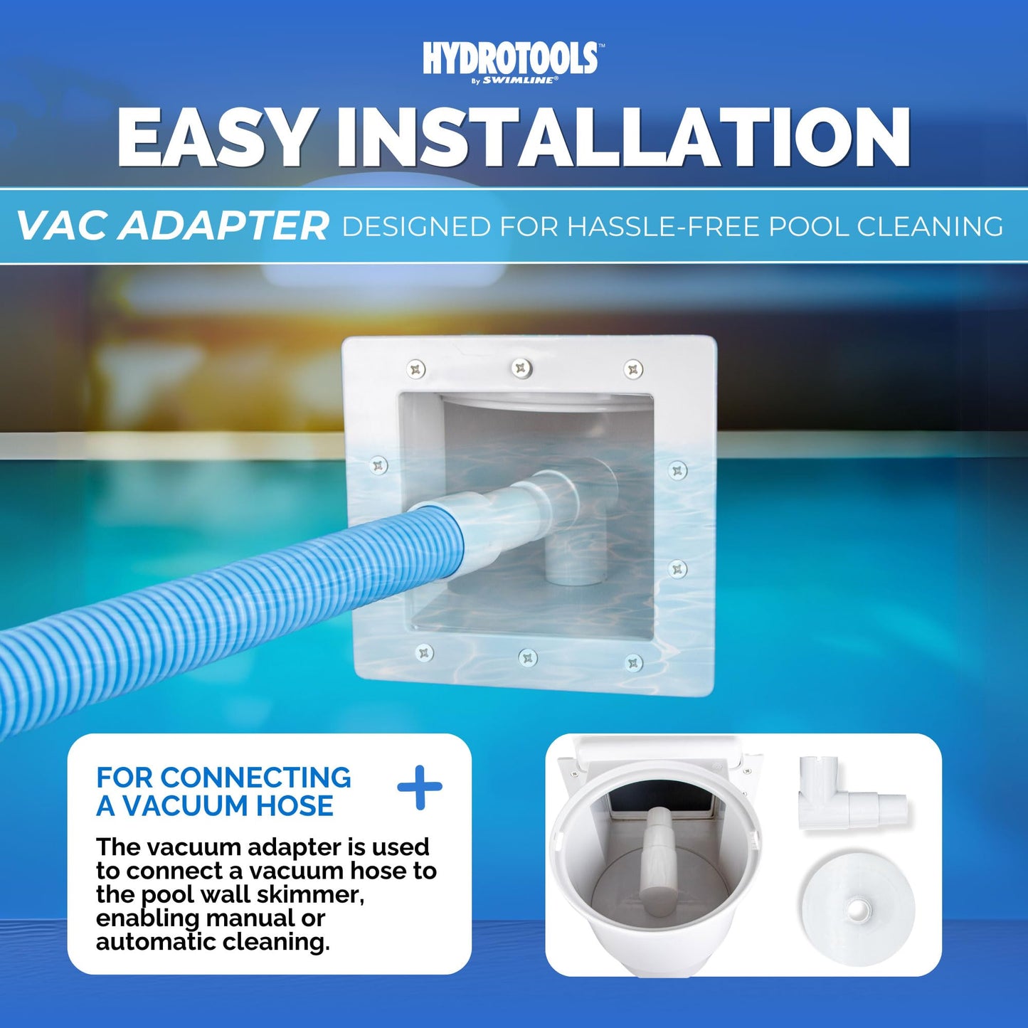 Swimline HYDROTOOLS Standard ABS Thru-Wall Skimmer Kit, White - Includes Return Fitting and Vacuum Plate, Maintenance Accessories for Above Ground and Backyard Deck Swimming Pools