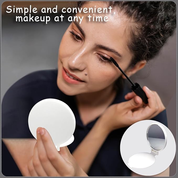 Tenalleys Mini Round Folding Mirror Portable Pocket Mirror Makeup Mirror for Purse Travel Makeup Mirror for Women Girls Daily Use (20 Pcs White)