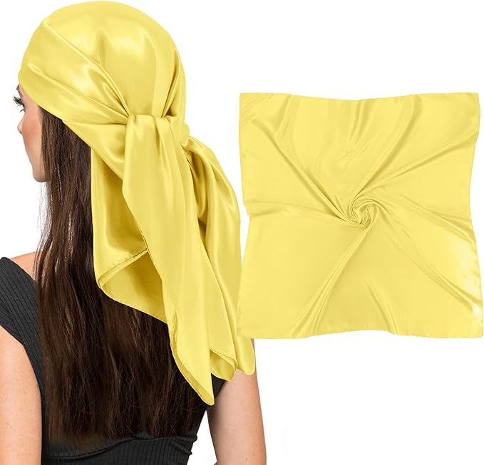 vimate 35" Square Silk Like Head Scarf - Women's Fashion Satin Scarf Bandana for Hair Wrapping at Night.