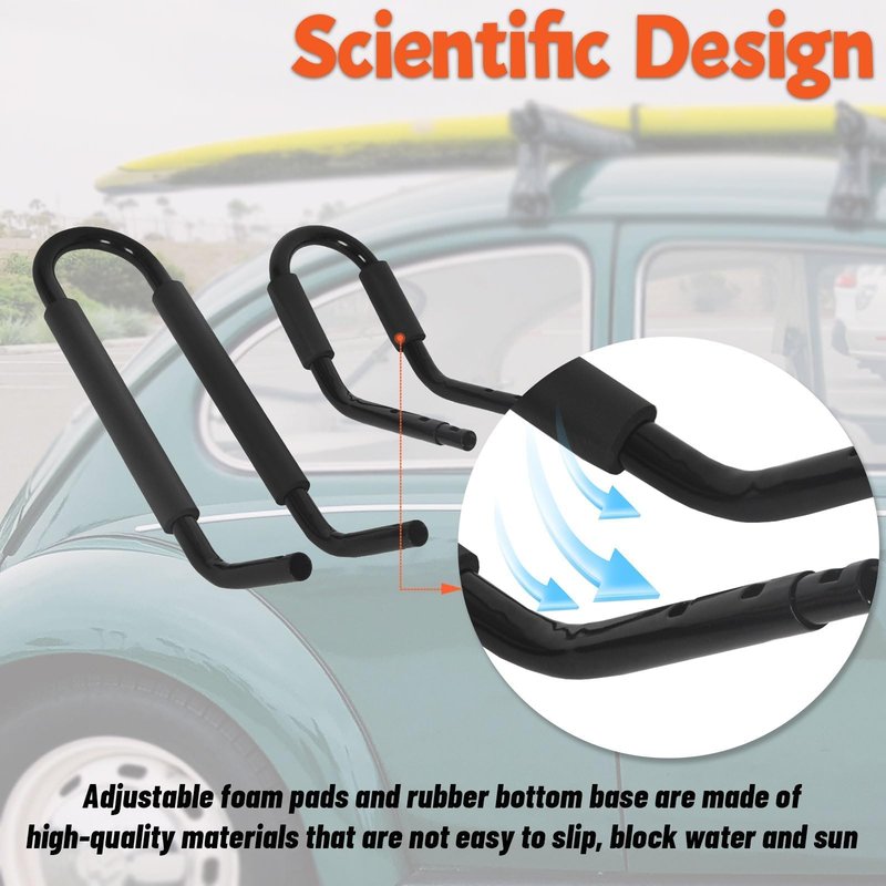ECOTRIC Universal Kayak Roof Rack J-Bar Rack HD Kayak Carrier Holder Canoe Boat Surf Ski Board Roof Top Mounted on Crossbar for Car SUV Truck - Set of 2