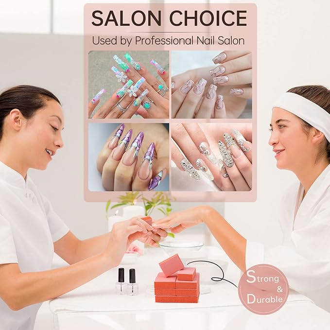 Maryton Mini Nail Buffer Blocks - 180/240 Grit Professional Salon Orange Buffers - Buff Nails Prior to Application of Gel Polish, Acrylic, 50 Count