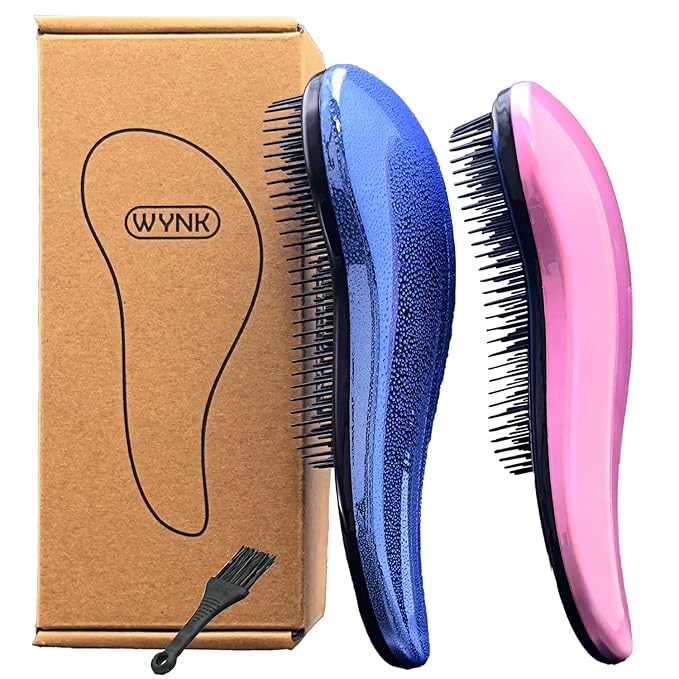 WYNK Hair Brush Detangler for Adults & KidsÃ¯Â¼ÂDetangling Comb Hair Styling Tools & Appliances for Natural/Wavy/Curly/Coily/Wet/Dry/Oil/Thick/Straight/Long Hair(2Pack Blue Drops & Gradient Shell)