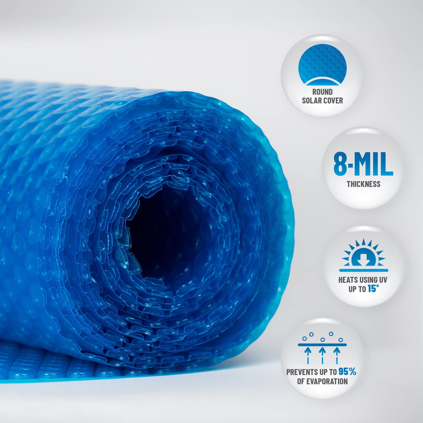 Blue Wave 21-ft Round Solar Pool Cover 8-Mil Blue – Solar Cover for Above Ground Pool, Thermal Bubble Blanket for Heat Retention & Reduced Evaporation