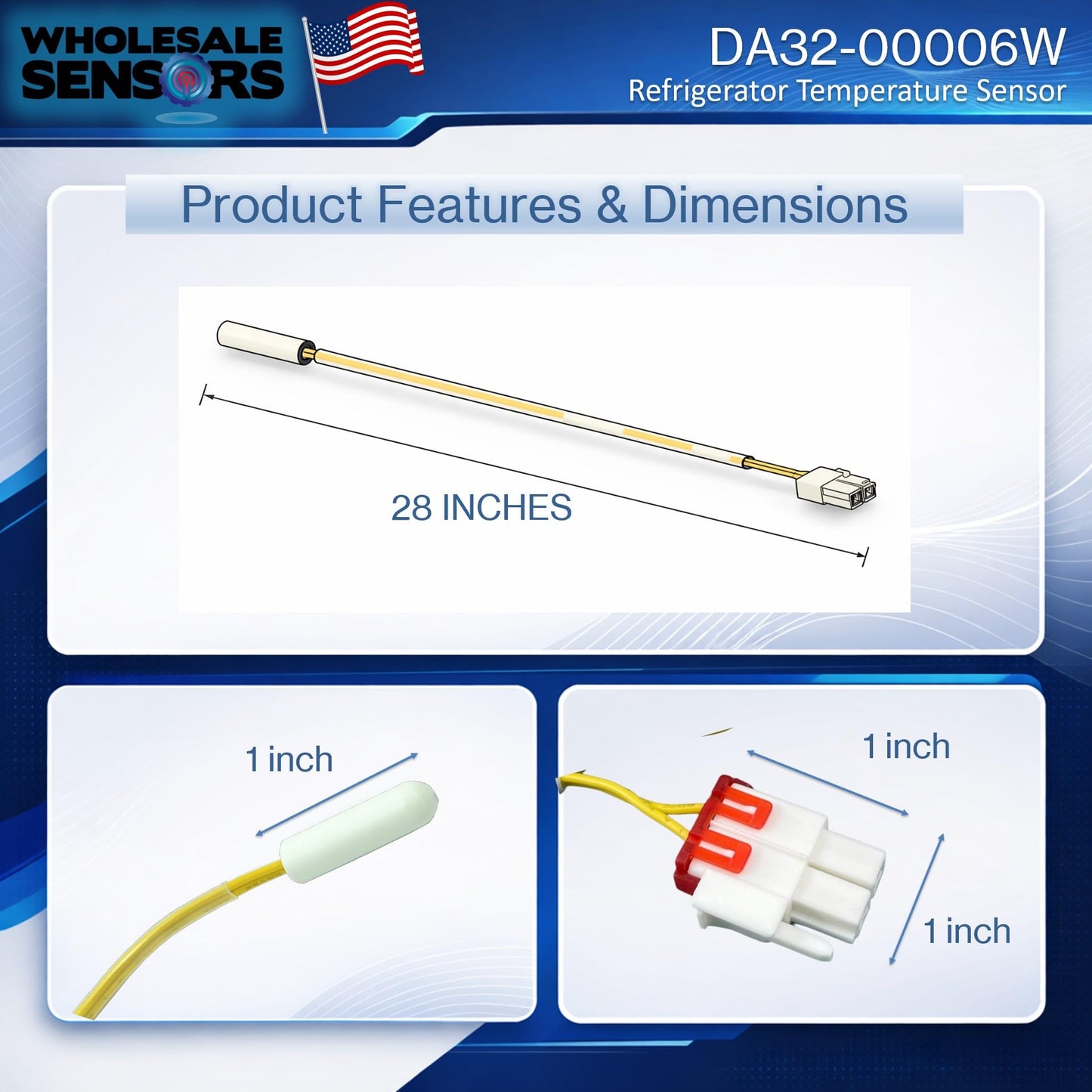 Replacement for Samsung DA32-00006W Refrigerator Temperature Sensor 12 Month Warranty & USA Support