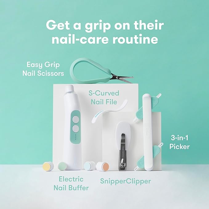 Frida Baby Electric Nail Buffer Replacement Pads | Safe + Easy Grooming, Trimming, and Nail Filing for Newborn, Toddler, or Children's Fingernails and toenails, 4 Buffer Pads