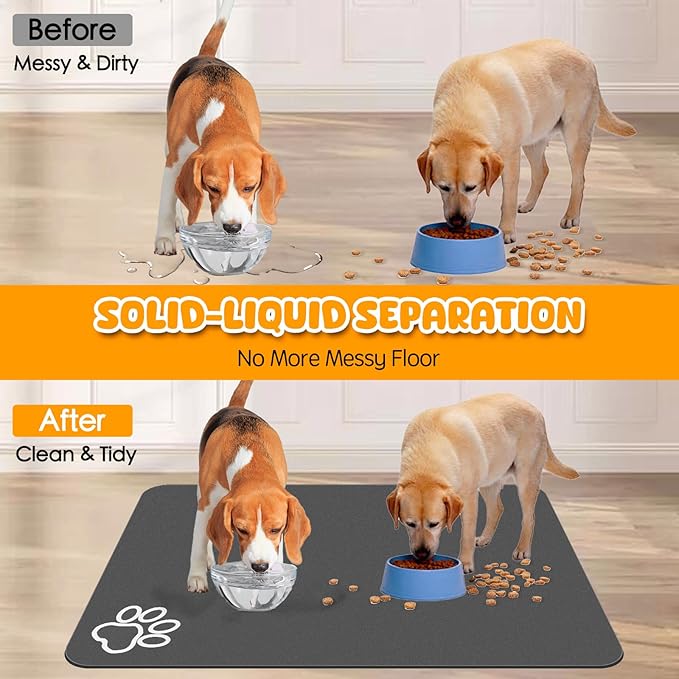 Dog Food Mat, 39.4"x31.5" Largest Absorbent Dog Mat for Food and Water, Non Skid Cat Bowl Mat, No Stains Quick Dry for Pet Water Dispenser Pet Supplies for Messy Drinkers