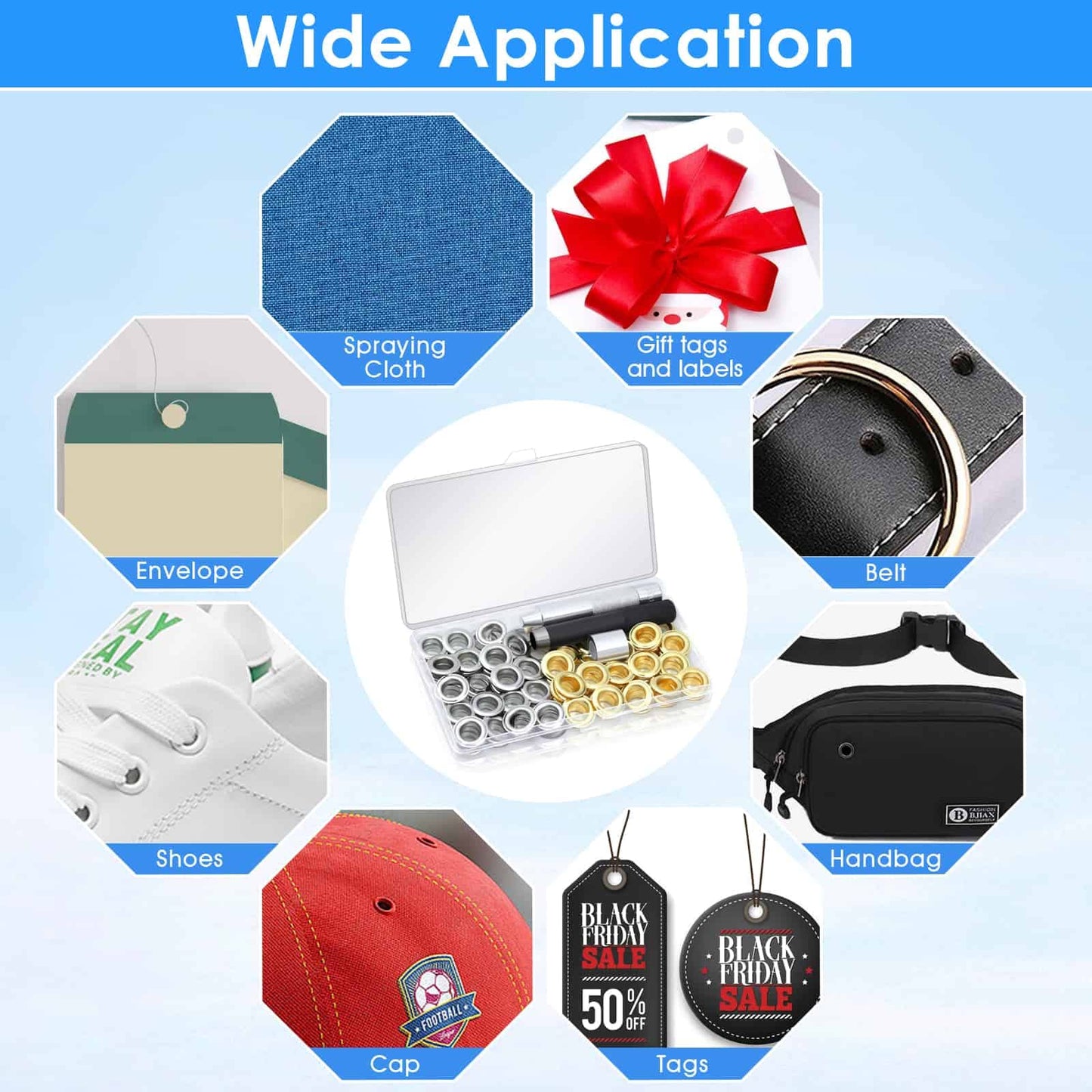 120 Sets Grommet Tool Kit 1/2 Inch, Cridoz Grommet Eyelets Kit with Setting Tools and Storage Box for Fabric, Tarps, Curtains